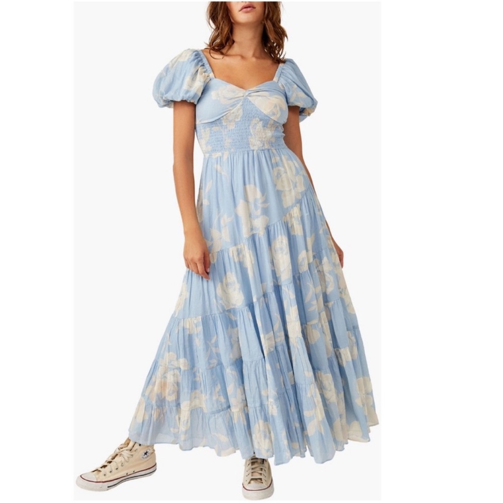 Free People Dress Sundrenched Floral Tiered Maxi Sundress | Sky Combo